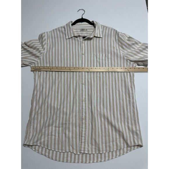 Faherty Shirt Mens XL White Beige Striped Short Sleeve Button Down Hemp Tencel - Picture 11 of 14